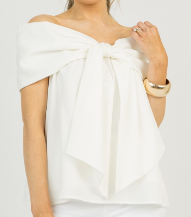 Adorable Off-shoulder Bow Blouse