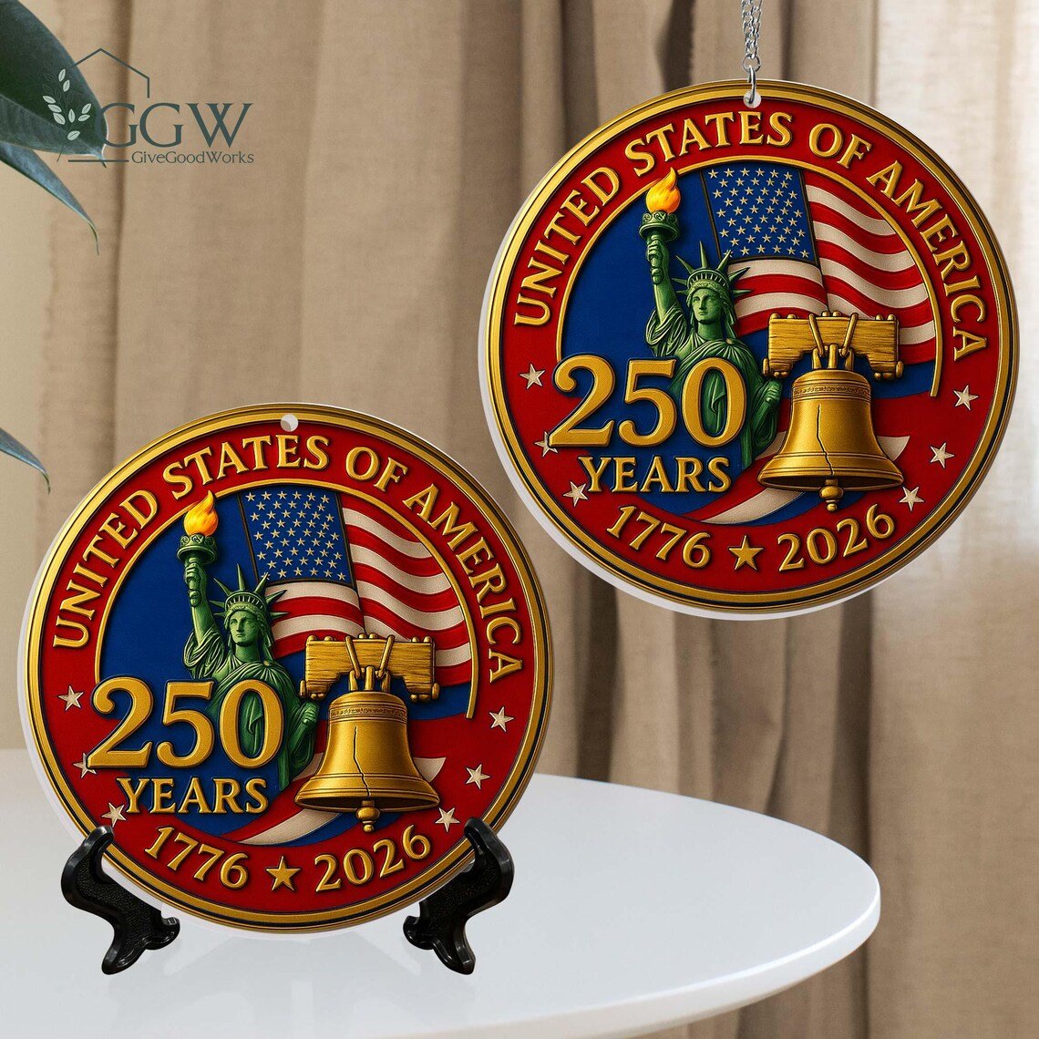 Handmade USA 250th Anniversary Liberty Bell Ornament
