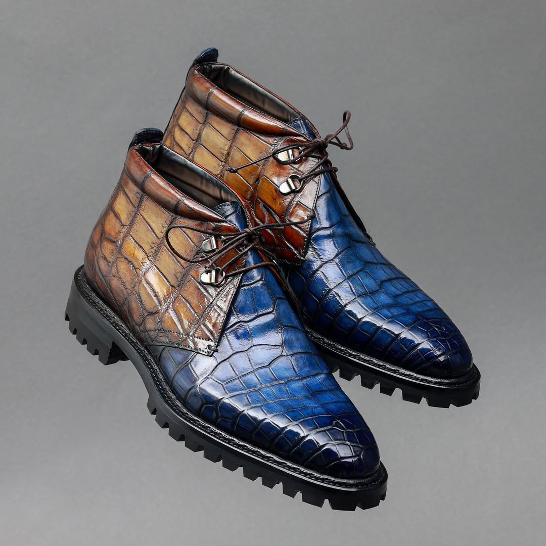 Italian crocodile leather boots