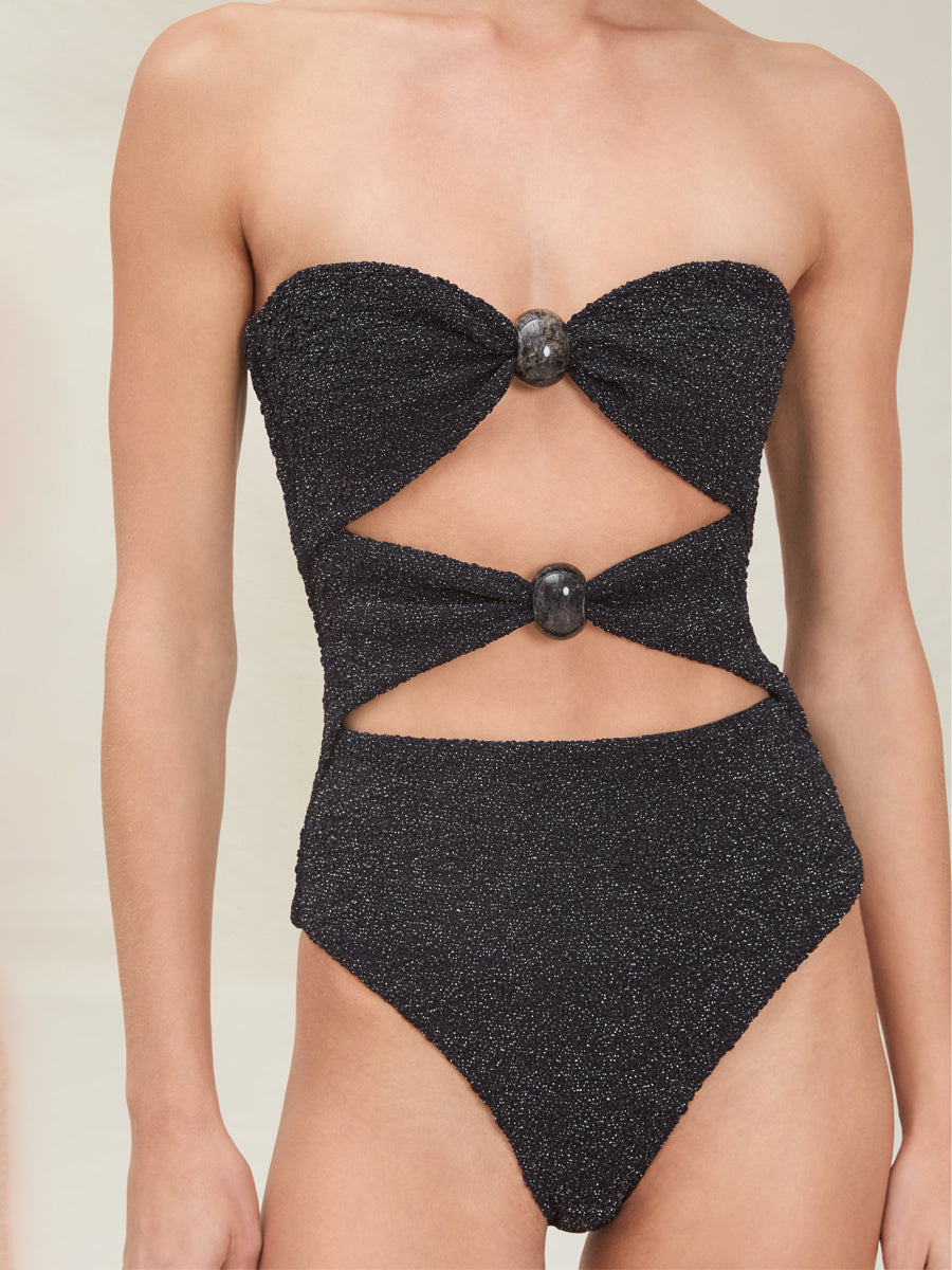 Cutout Round-Button Trim Swimsuit