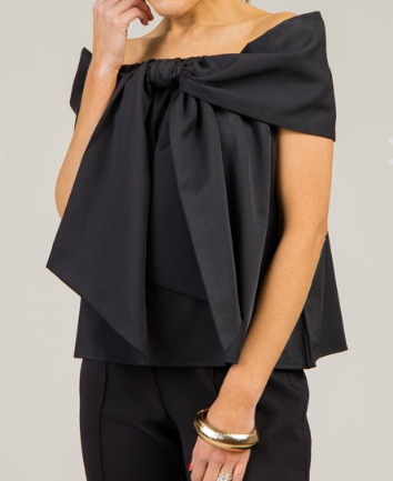 Adorable Off-shoulder Bow Blouse