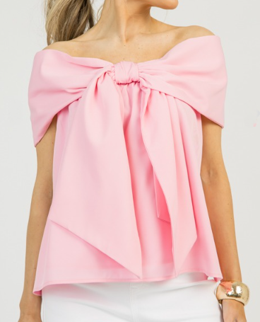 Adorable Off-shoulder Bow Blouse