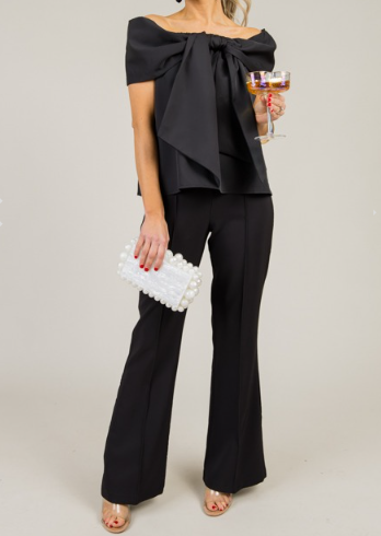 Adorable Off-shoulder Bow Blouse