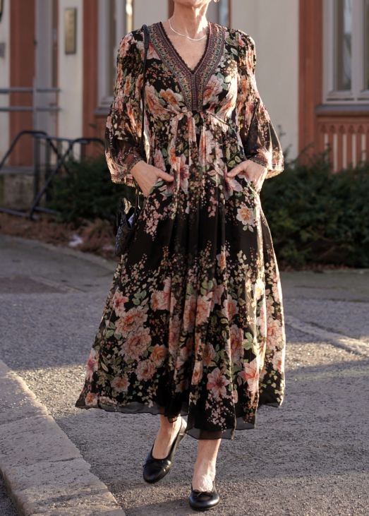 Elegant Floral Chiffon Flowy Dress