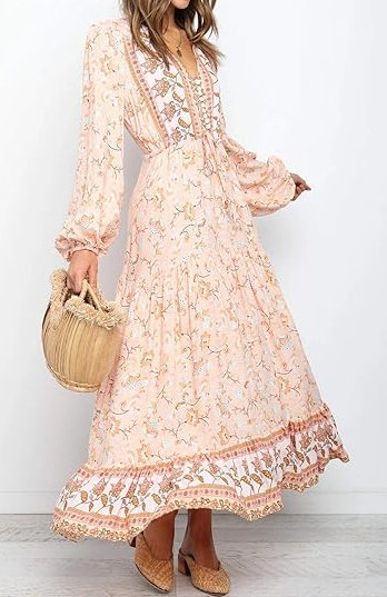 The Boho Style Printed Midi Dress