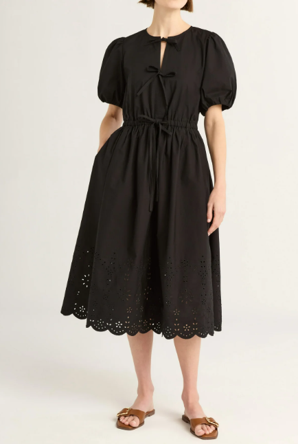 Chic Eyelet Bow Tie Dress