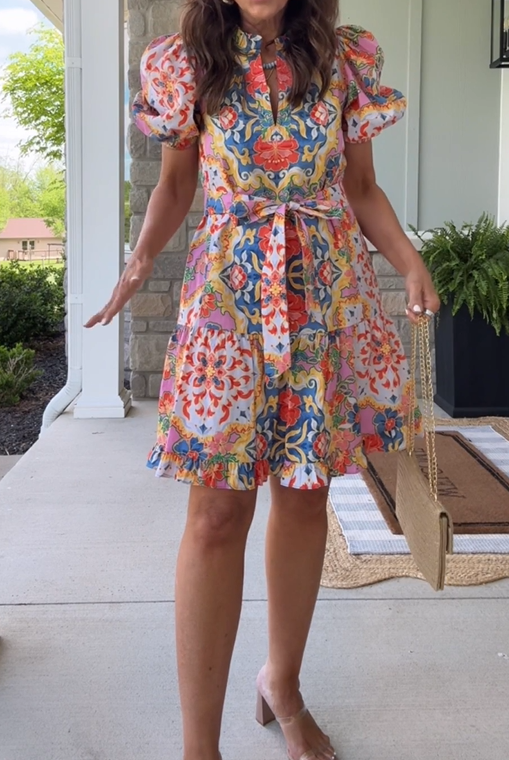 Colorful Floral Short Dress