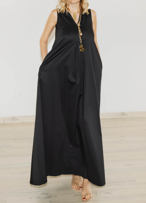 Chic Comfy Cotton Dress With Pockets
