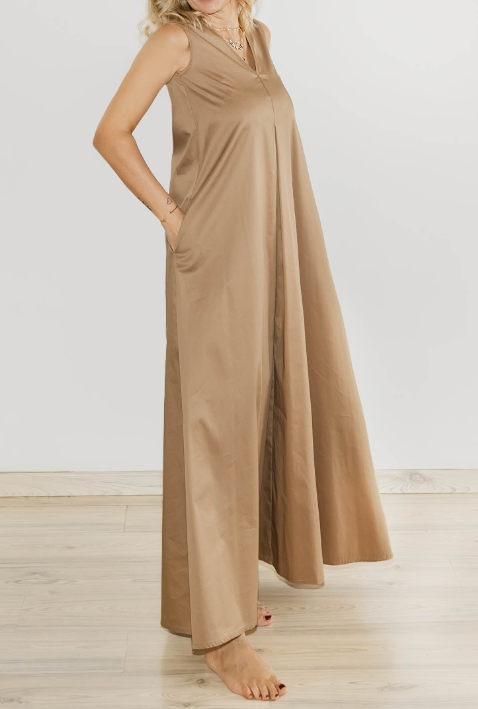 Chic Comfy Cotton Dress With Pockets