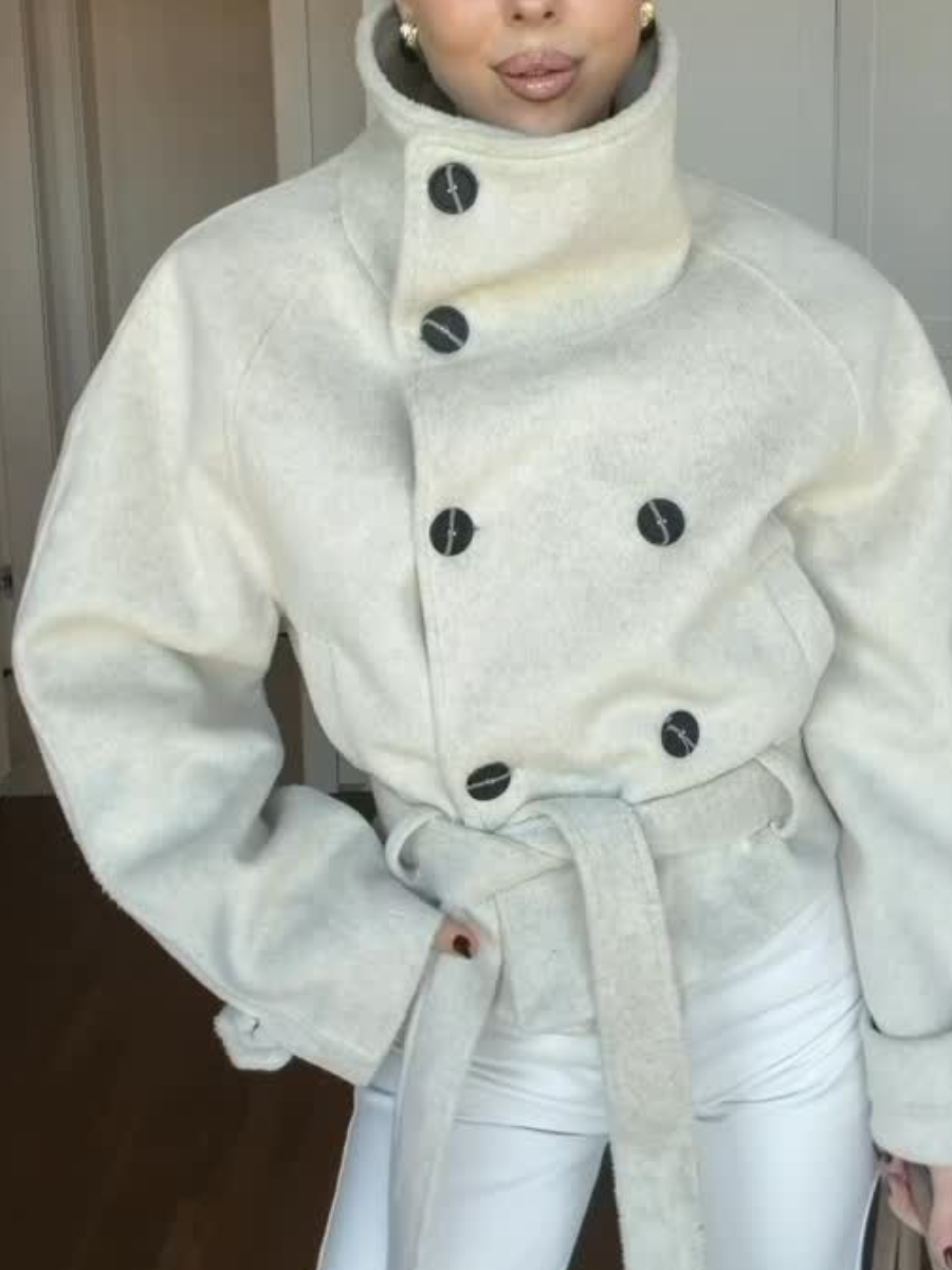 Vertical Collar Waisted Jacket