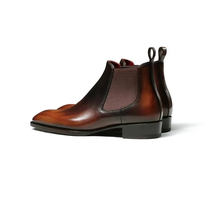 2025 Men's Calfskin Square Toe Chelsea Boots