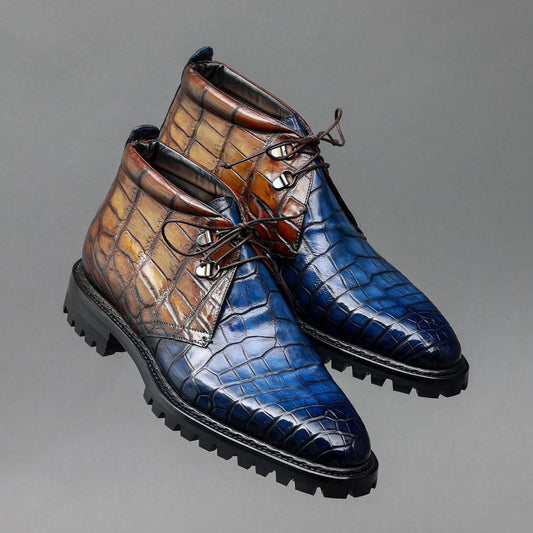 Italian crocodile leather boots