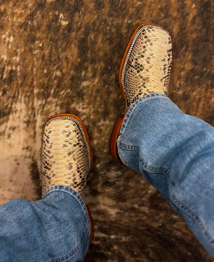Handmade python cowboy boots