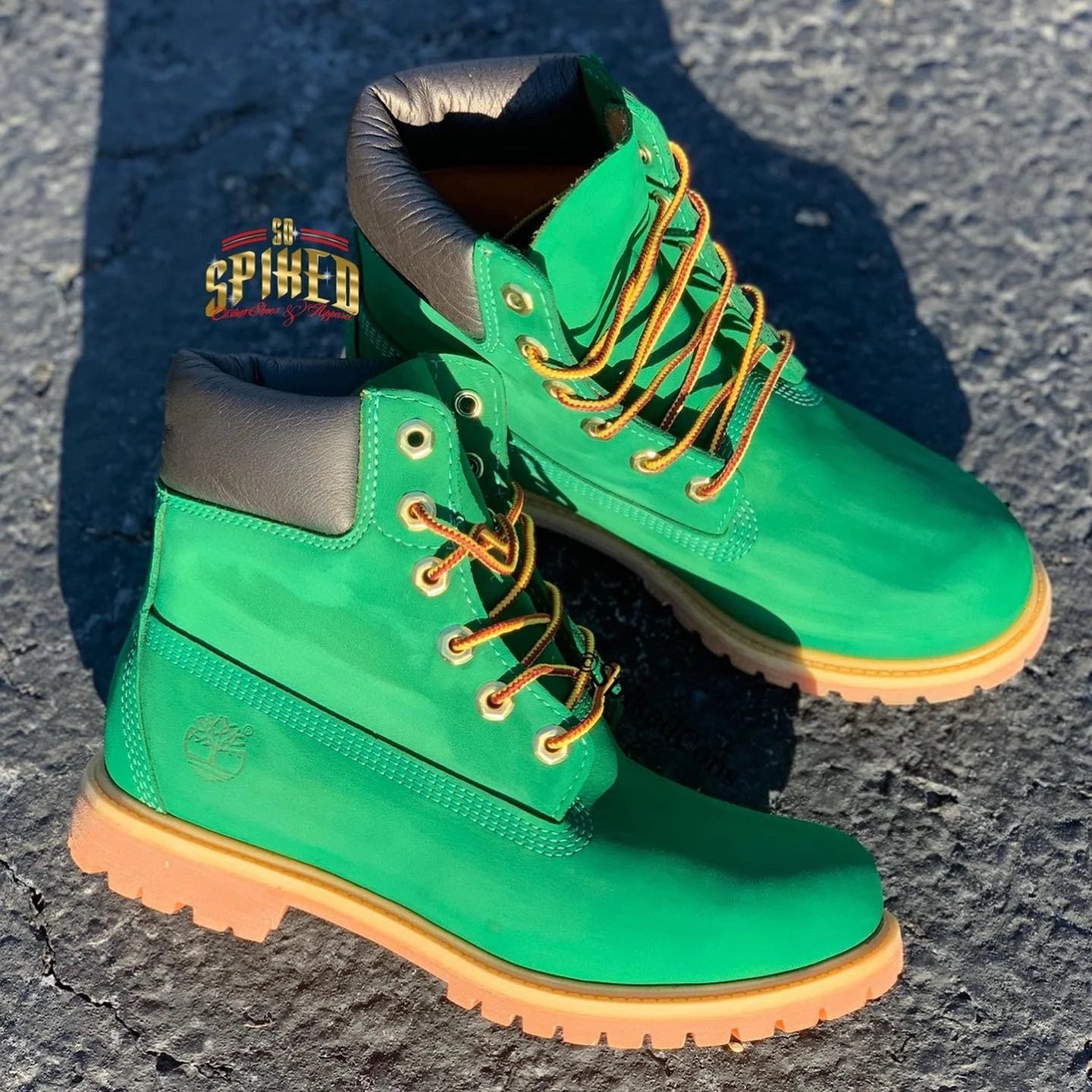 Handcrafted Green Red Luxury Boots