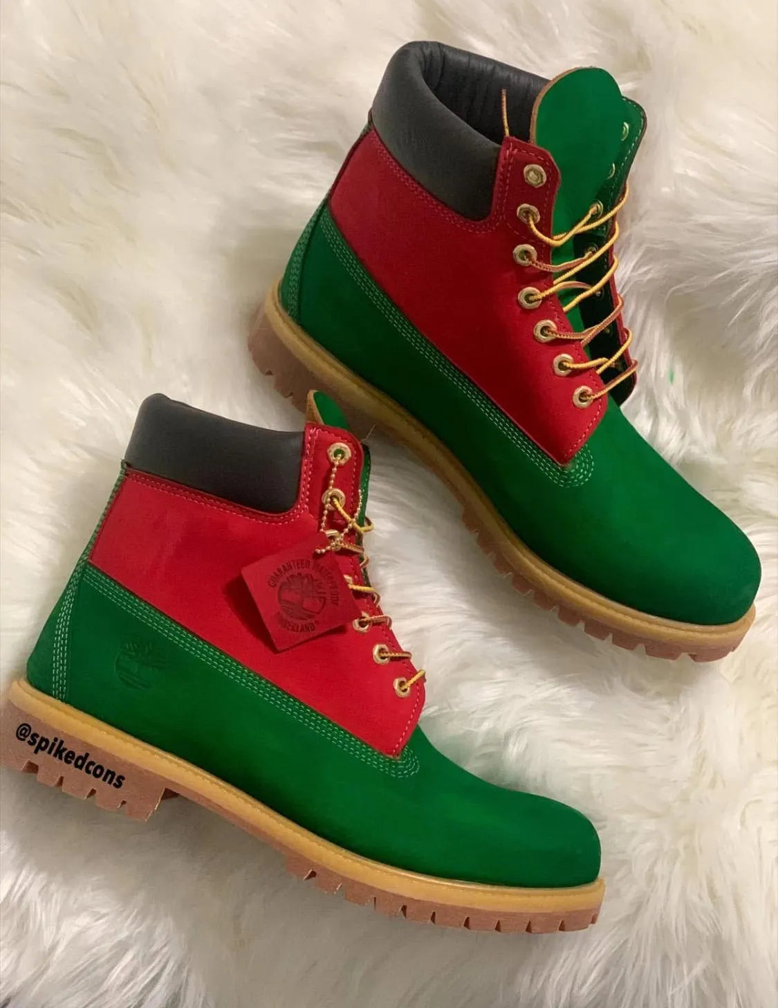 Handcrafted Green Red Luxury Boots