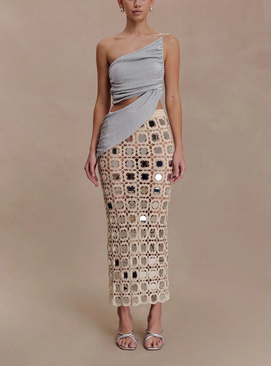 Mirror Knit Midi Skirt