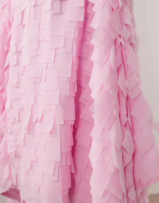 Blush Petal Fringe Maxi Dress