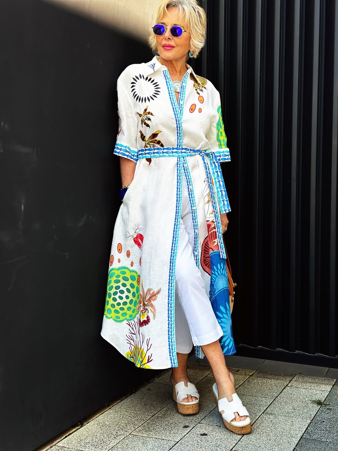 Breathable Natural Linen Printed Dress