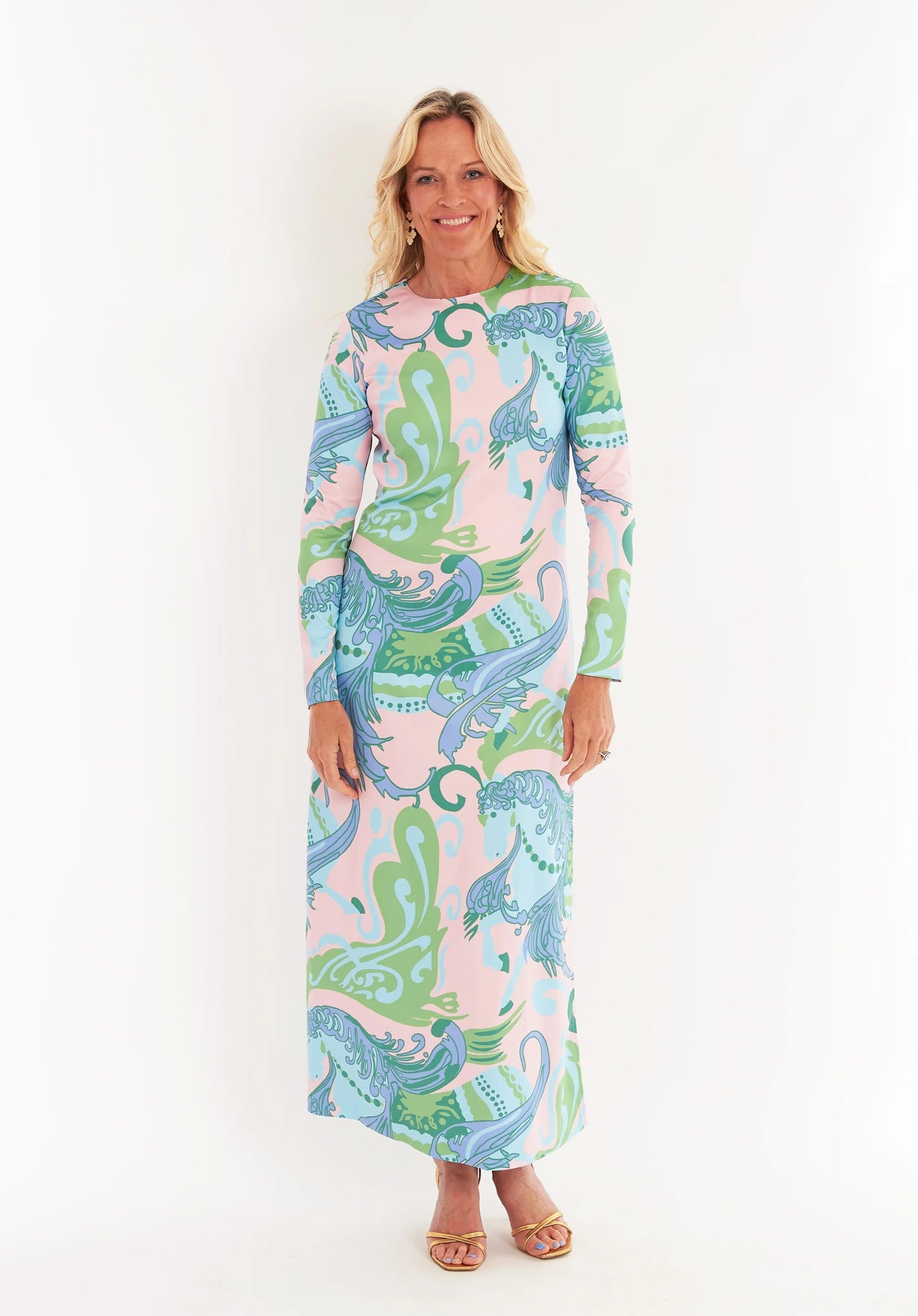 Vintage Psychedelic Seahorse Shift Dress