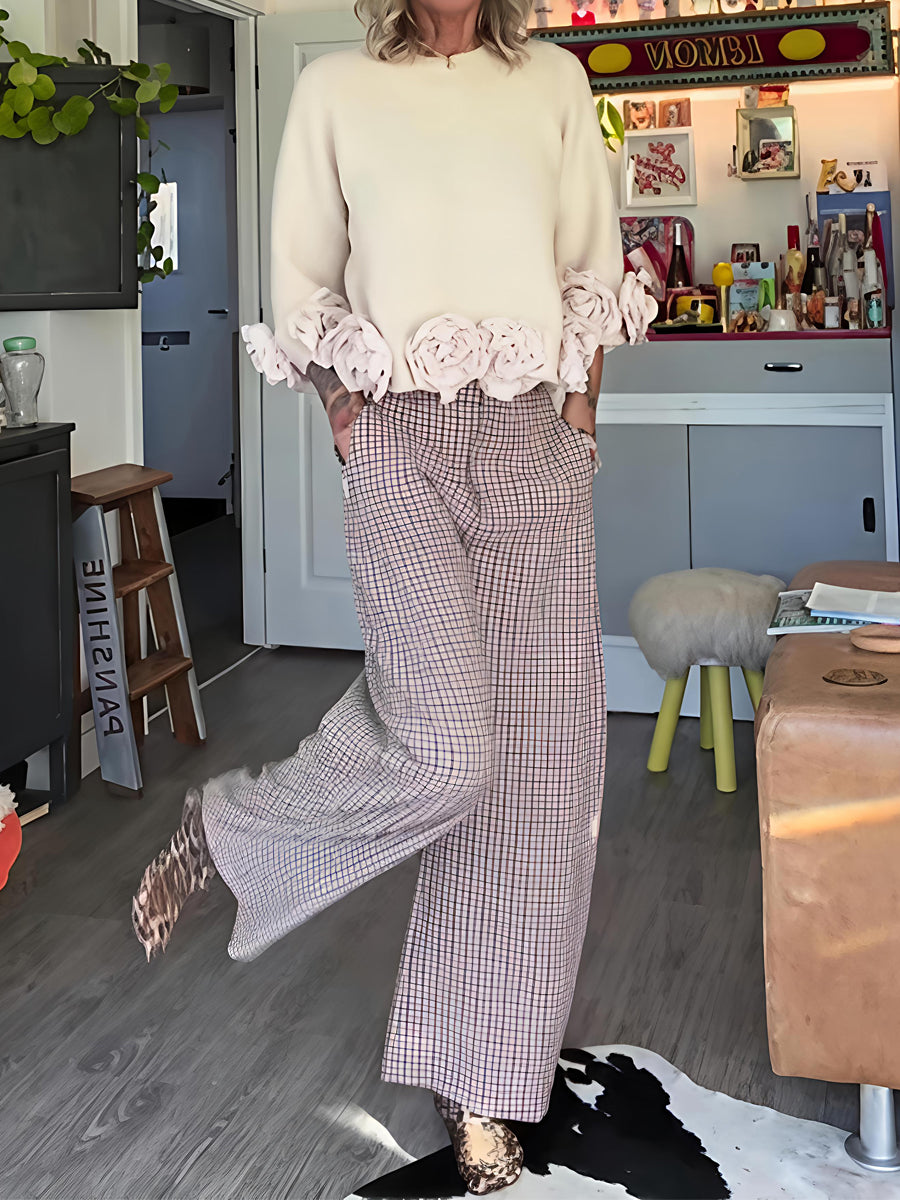 3D Flower Knitted Jumper Sweater