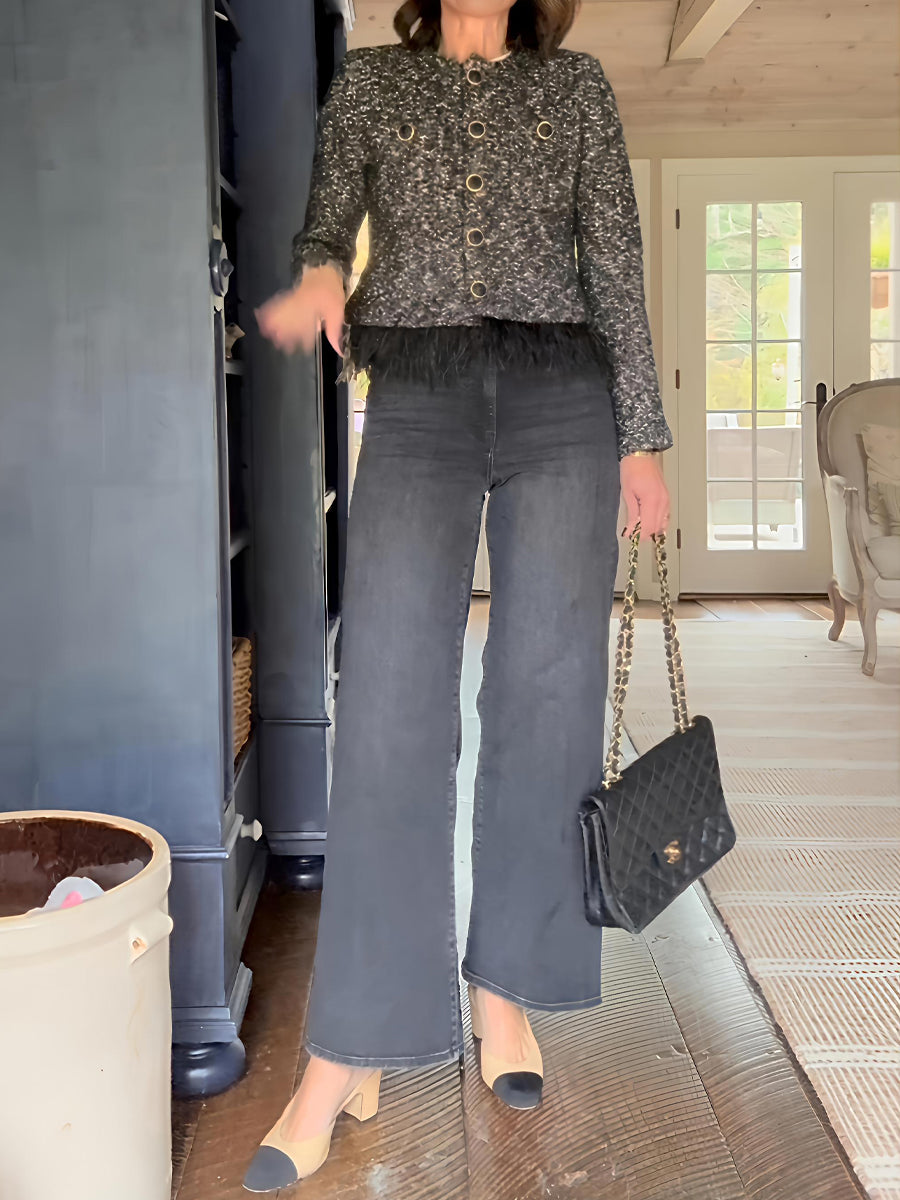 Feather Fringe Cardigan Jacket