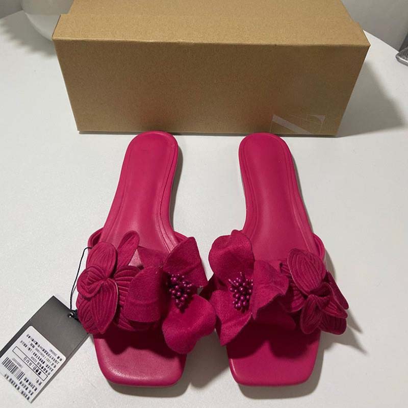 3D Flower Beach Flat Slippers