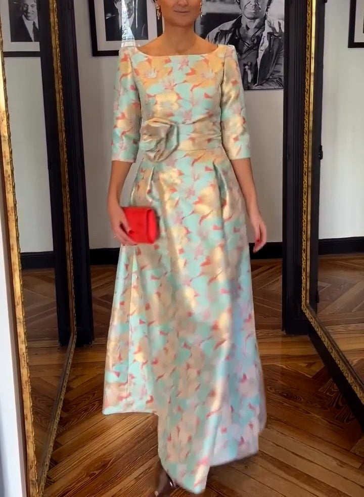 Glistening Gardenia Jacquard Dress