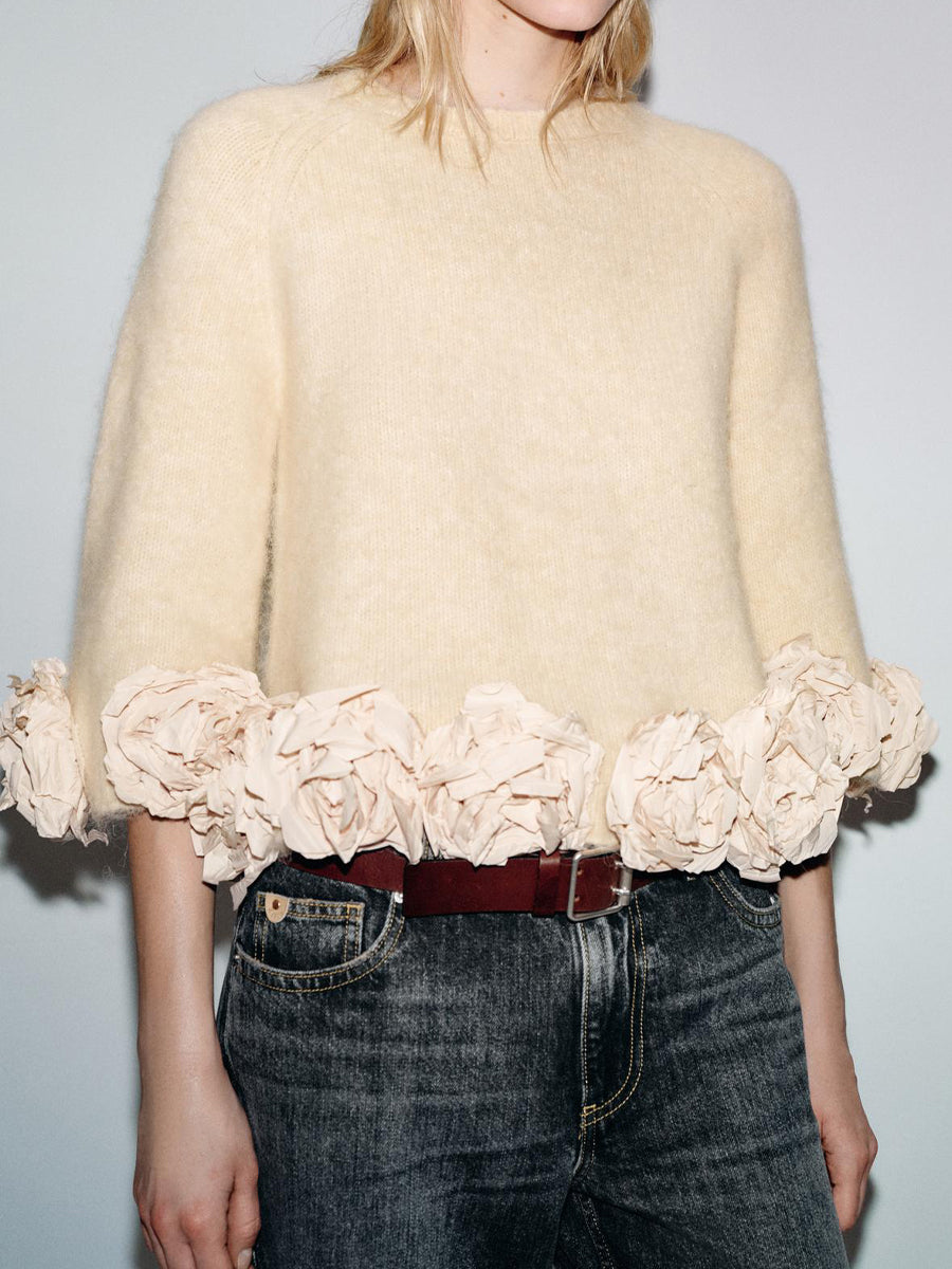 3D Flower Knitted Jumper Sweater