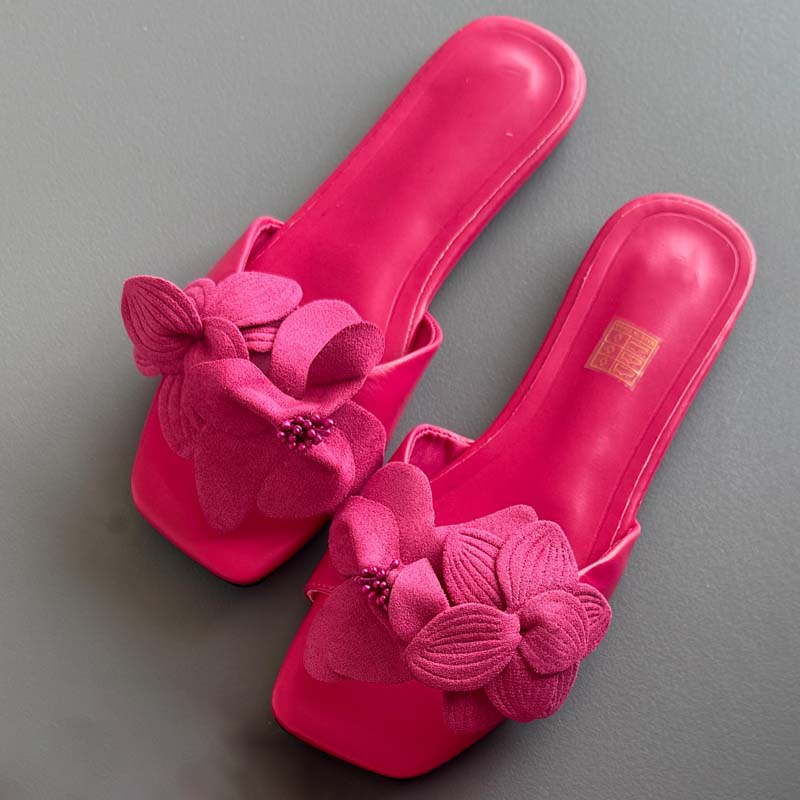 3D Flower Beach Flat Slippers