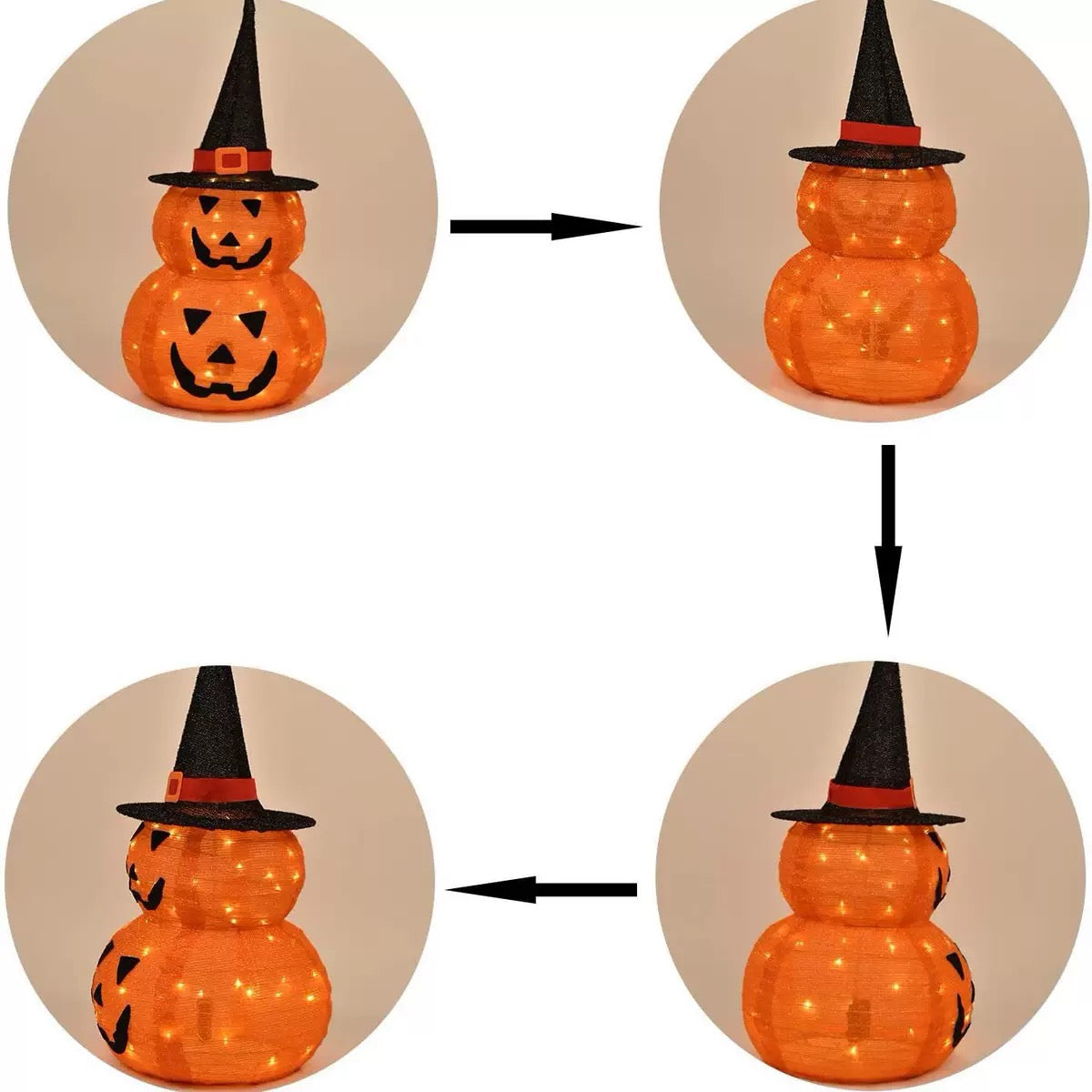 Halloween Decorative Pumpkin Light String Folding Cloth Glowing Pumpkin