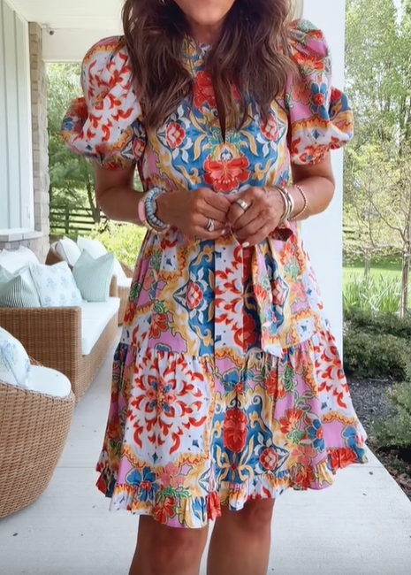 Colorful Floral Short Dress