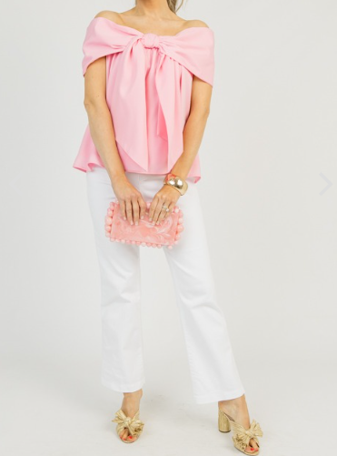Adorable Off-shoulder Bow Blouse