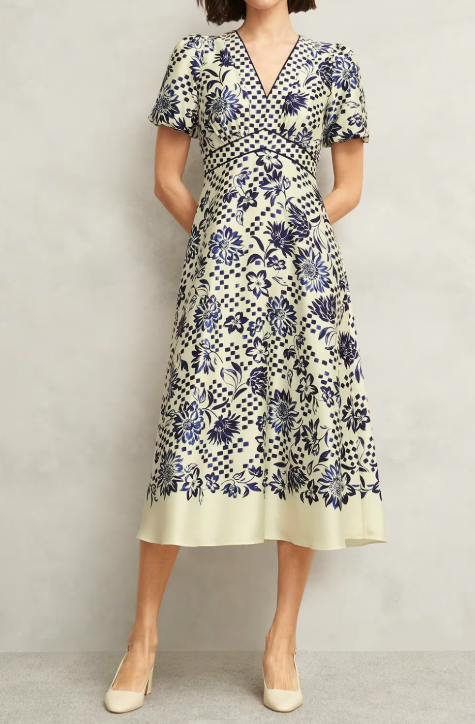 Demure Blue Floral Comfy Dress