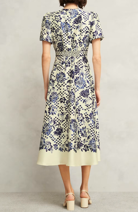 Demure Blue Floral Comfy Dress