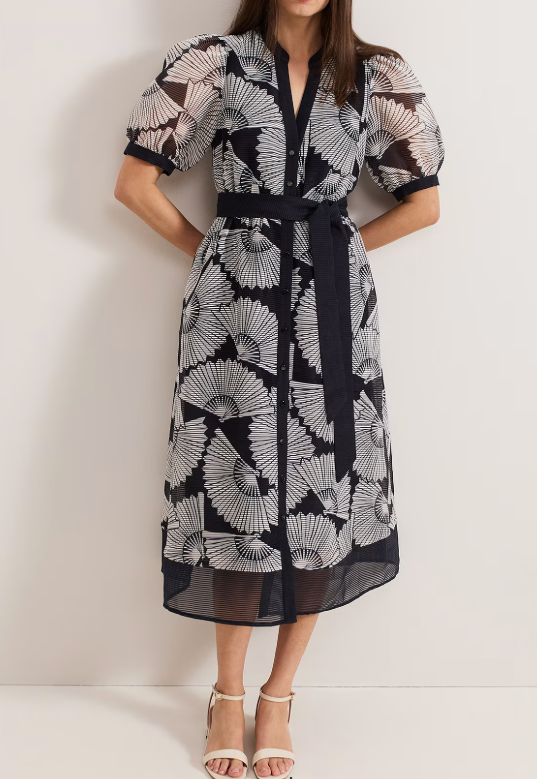 Demure Flattering Floral Shirt Dress
