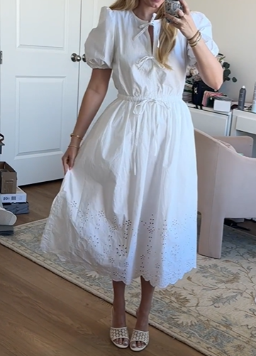Chic Eyelet Bow Tie Dress