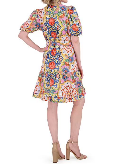 Colorful Floral Short Dress