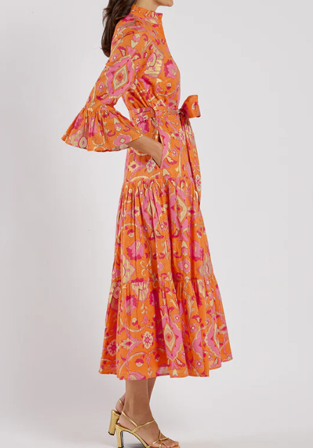 Hot Color Printed Midi Dress