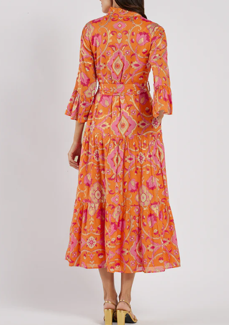 Hot Color Printed Midi Dress