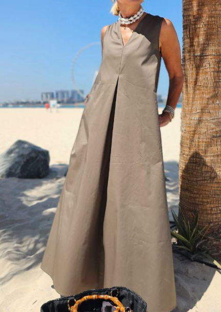 Chic Comfy Cotton Dress With Pockets