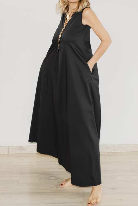 Chic Comfy Cotton Dress With Pockets