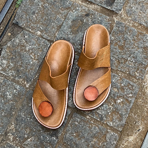 Women's Thong Leather Flat Sandals