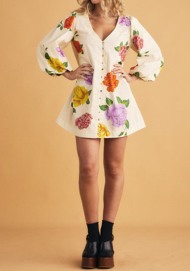 Adorable Colorful Printed Mini Dress
