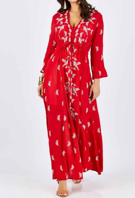 Chic Bird Embroidered Dress