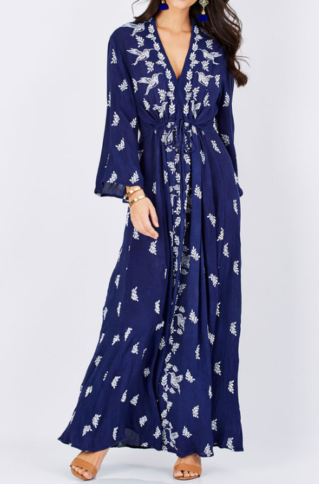 Chic Bird Embroidered Dress