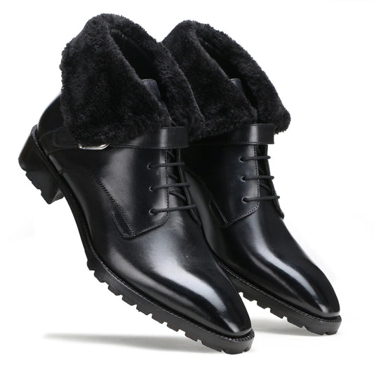 Classic black chunky fur boots
