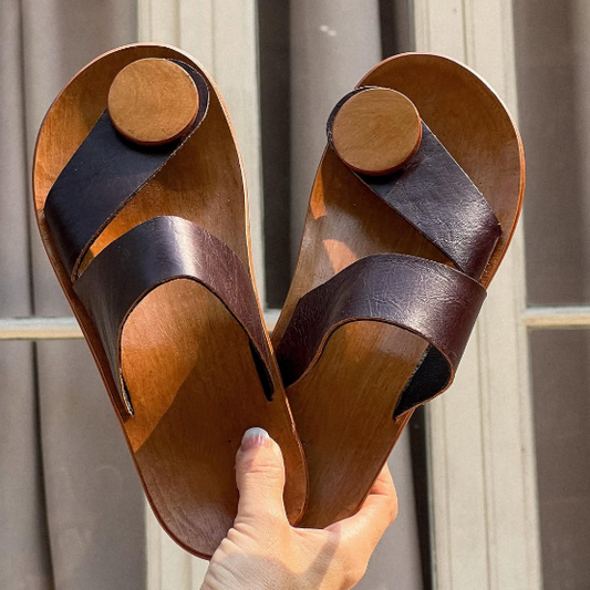 Women's Thong Leather Flat Sandals